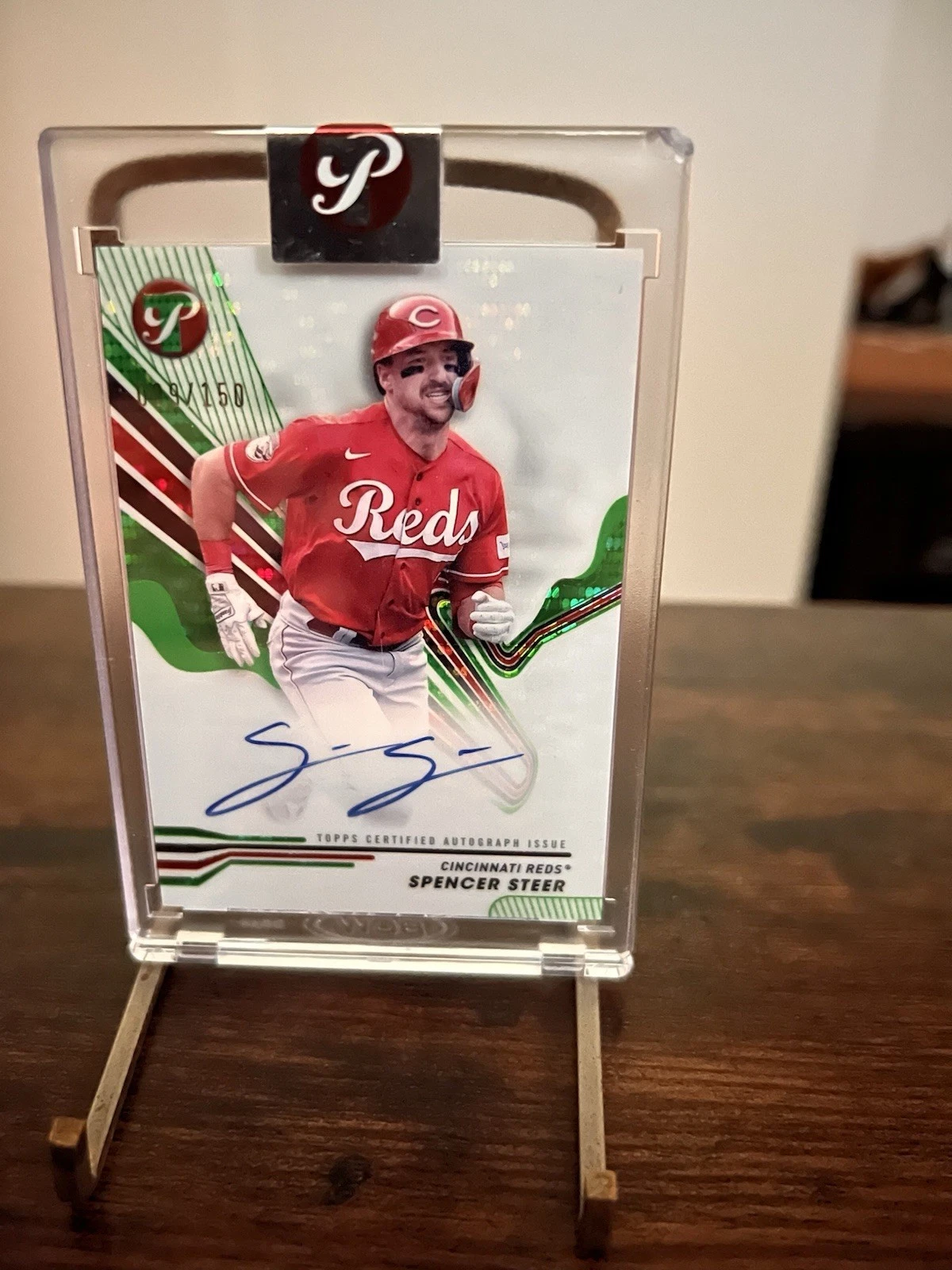 Spencer Steer 2024 Topps Pristine GREEN encased auto /150