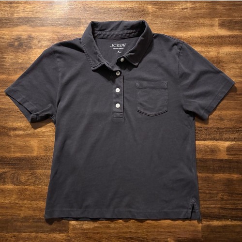 J Crew Women’s Small Vintage Jersey Polo Collar Short Sleeve 100% Cotton