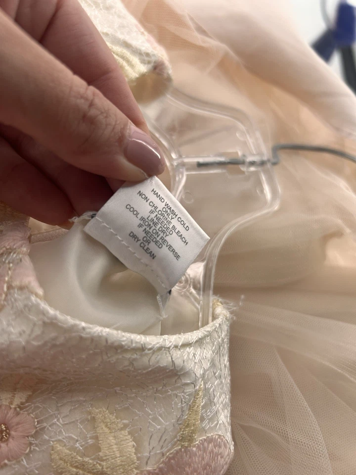 Blush by Us Angels Girls Tulle Peach Pink Lace Floral Party Dress Size 8 - Image 4 of 4