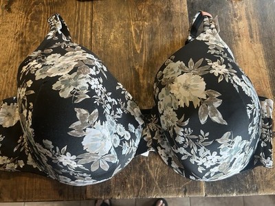 Cacique Size 54DDD Black Floral Lightly Lined Full Coverage Underwire Bra NWT