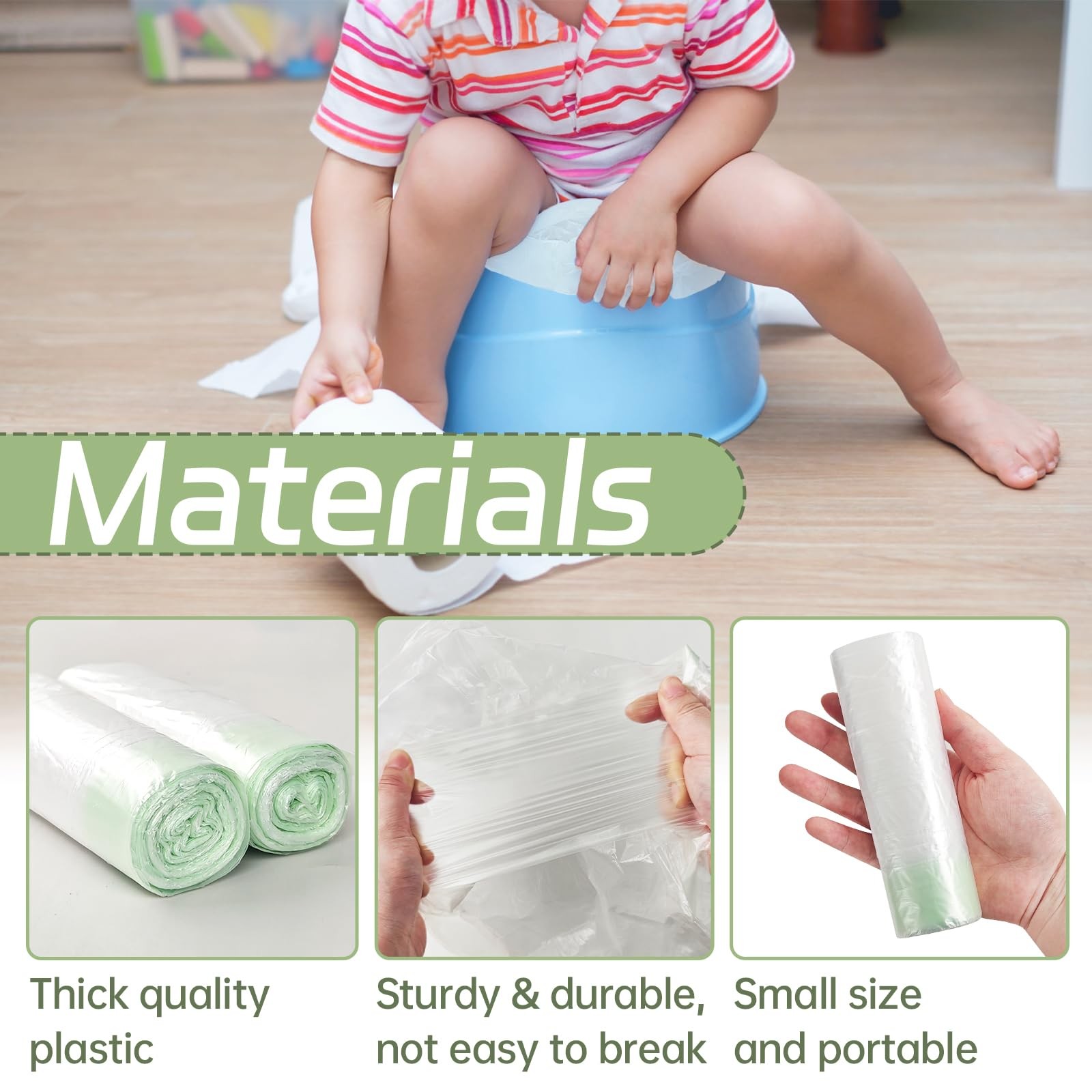 100 Pack Potty Chair Liners with Drawstring,Training Toilet Seat Potty