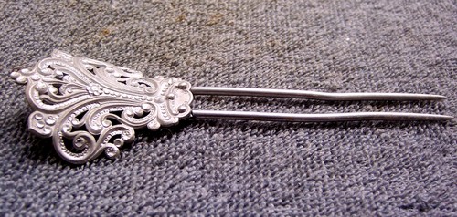 Vintage aluminum  Victorian hair comb -  NO US IMPORT FEES - Foto 11 di 14