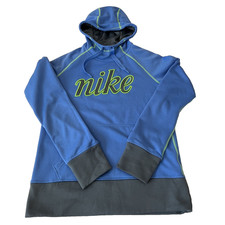 Nike Women's Therma Fit Green Hooded Sweatshirt Sz M Blue Pullover Hoodie Logo