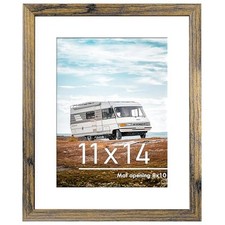 Picture Frame, Display Pictures 8 x 10 with Mat or 11 x 14 Without 11x14 Brown