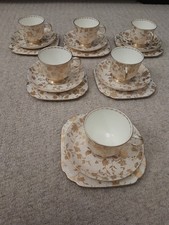 Vintage Plant Tuscan China Tatton Rose Street 6 x Cup/Saucer/Teaplate Sets 3086c
