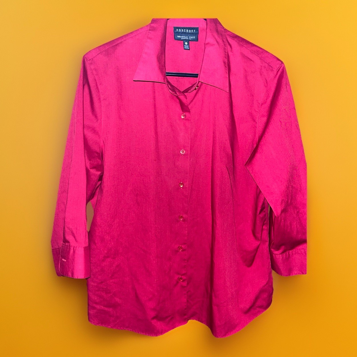 Appleseed's Foxcroft Women's pink shaped fit wrinkle-Free button-Down Shirt 16p
