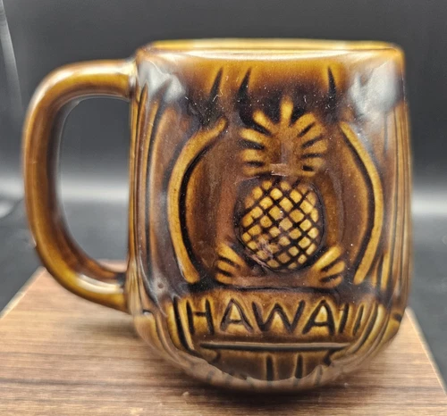 Vintage Hawaiian Tiki Souvenir Coffee Mug Keneke Kent USA Made Double-sided