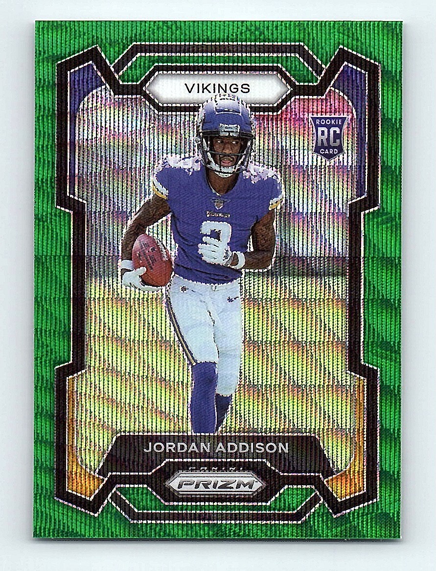 2023 Panini Prizm Green Wave Jordan Addison Rookie Minnesota Vikings #368