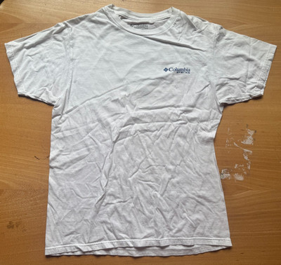 Columbia PFG T-Shirt White Mens Medium M EUC Performance Fishing Gear Cotton
