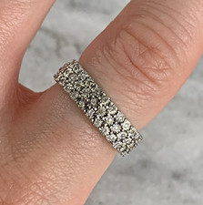 9 ct Gold Ring Diamond Illusion Set Cluster Band in 375 White Gold - Size M