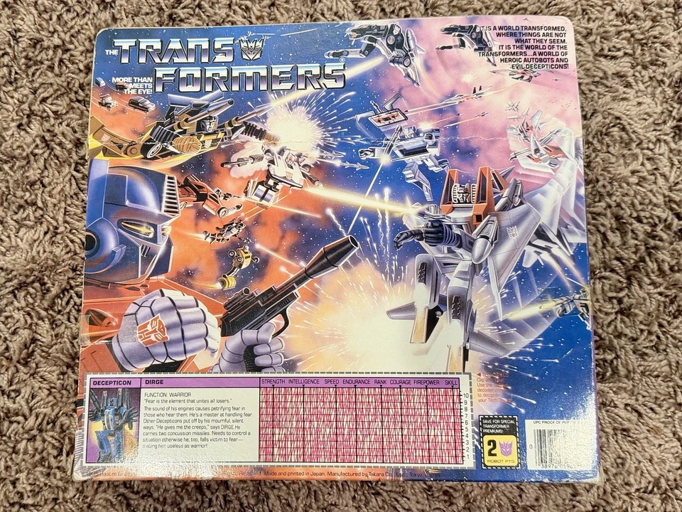 1985 Hasbro Transformers G1 Dirge Decepticon Seeker Jet Complete with Box - Image 2 of 4