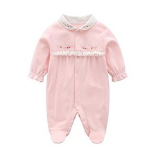 Baby One Piece Romper Soft Cotton Sleepwear Footed Jumpsuit 0-3 month Flower