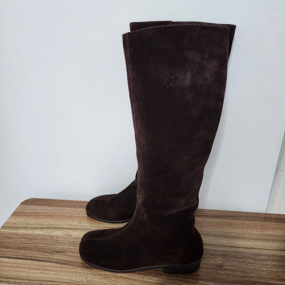 Aerosoles Mujer Hasta la Rodilla Marrón Gamuza Cuero Botas Talla 10 M Doble Cremallera Lateral Foto 4 de 4