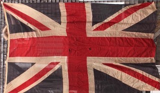 Large Antique circa 1900 British Canadian Union Jack 7x12ft Flag Light Wool NR