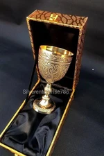 Royal Design Wine Cup, Engraved Glass New Personalized Brass Goblet Glass, Gift