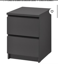 2 x Ikea MALM Bedside Unit Set Of Drawers BRAND NEW BOXED 40x55cm BLACK 2 DRAWER