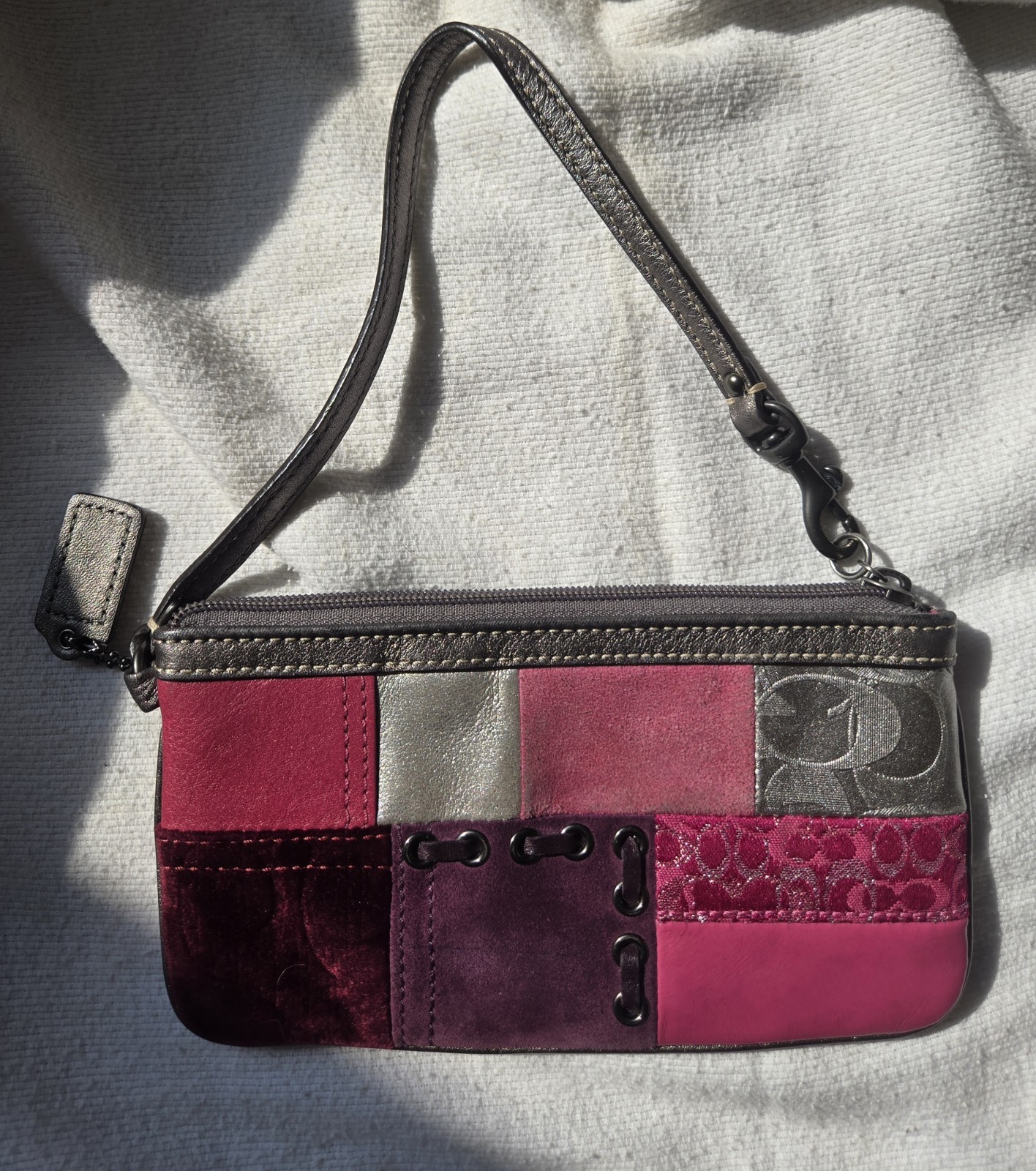 Vintage Coach Holiday Patchwork Multicolored Wris… - image 5