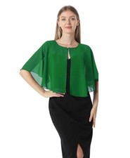 Chiffon Capelet Soft capes Shawls and Wraps for Evening Dress Wedding Green