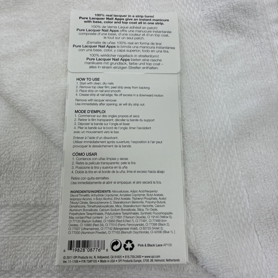 Opi Pure Lacquer Nail Apps-Pink & Black Lace - Image 2 of 2