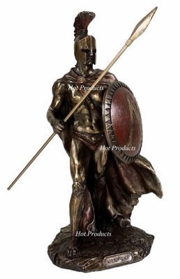 10'' Leonidas Greek Warrior Spartan King Statue Spear Hoplite Shield Bronze Color