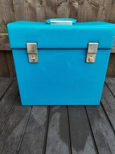 Vintage 12" Record Case Turquoise Faux Leather Useable Condition 