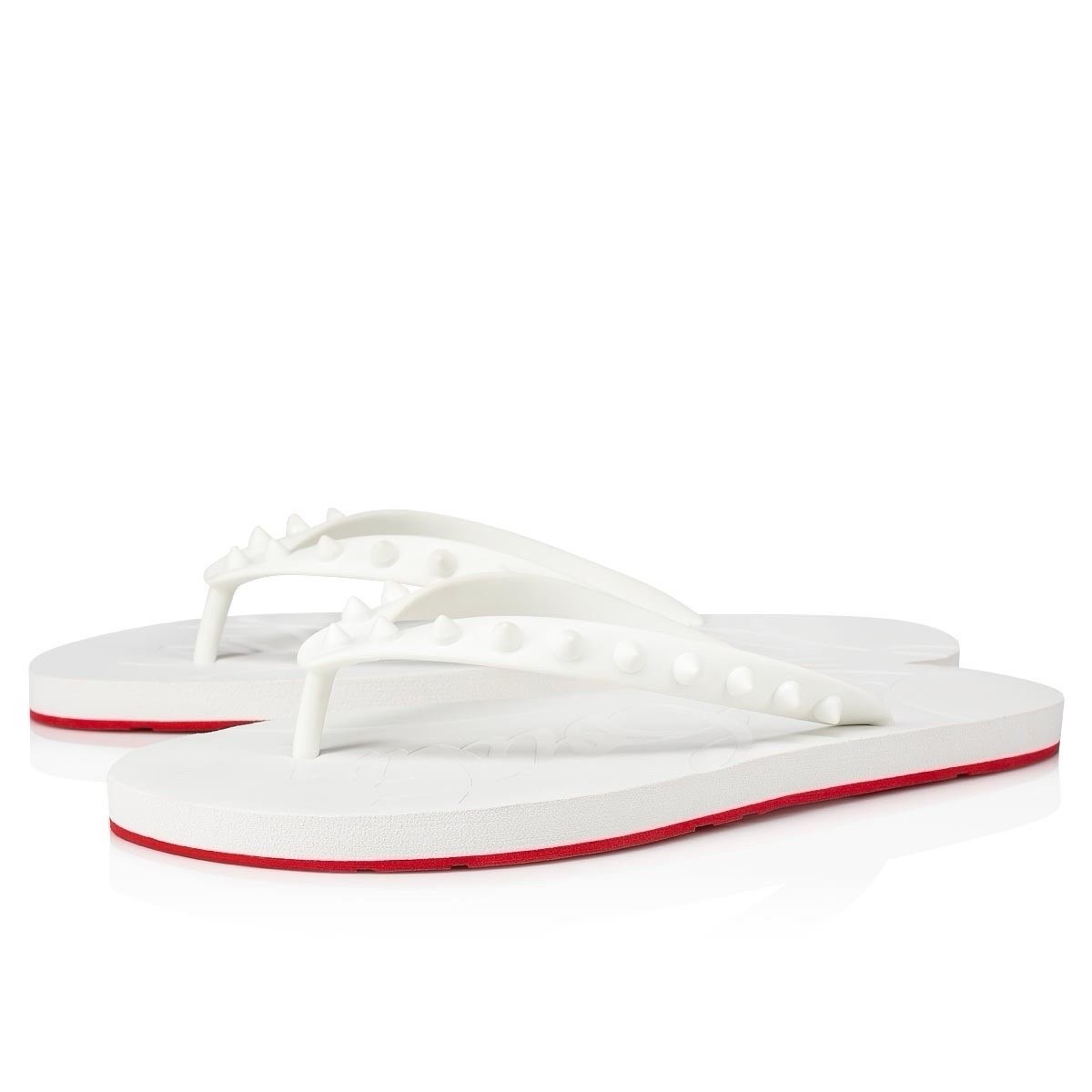 NWT Christian Louboutin LOUBI Spikes Studded Flip Flop Rubber Sandal Shoes Sz 46
