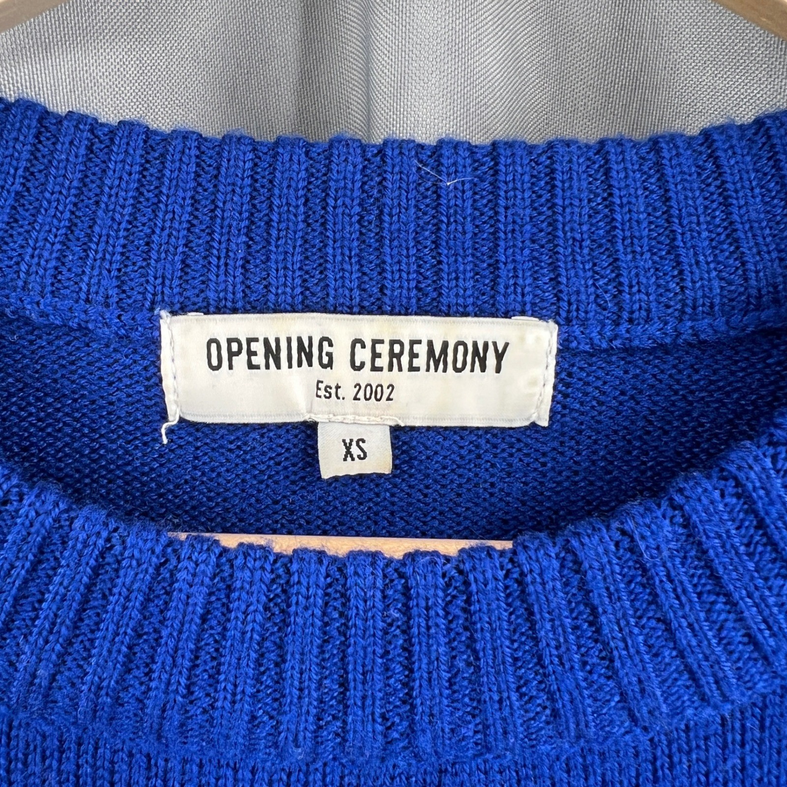 Opening Ceremony Sweater Blue Wool Hand Womens XS Flaw image 6