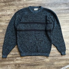 Vintage 90s Genuine Fashion Knit Sweater Grandpa Style Pullover Medium Textured