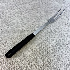 VTG ECKO Meat Fork Kitchen Utensil Made In USA Black Plastic Handle 12"