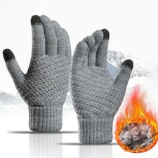 Women Men Winter Touch Screen Gloves Warm Stretch Knit Wool Fuzzy Mittens