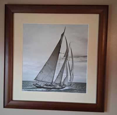 Michael Kahn Studio handbedruckte Yacht ''Mariette'' 80 x 82 cm extrem selten neuwertig