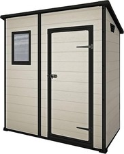 Image of  KETER Manor Outdoor Pent Single Door Garden Storage Shed 6 X 4Ft Beige Brown Wo