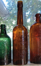 1870s APPLIED LIP J.H.CUTTER OLD BOURBON A.P.HOTALING OLD WEST WHISKEY BOTTLE