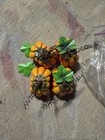 Pumpkin Napkin Rings Set of 4 Orange Green Brown Plastic Metal Fall Thanksgiving — photo 2