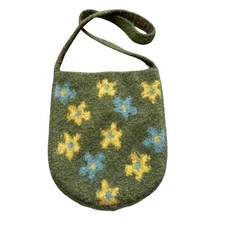 URBAN OUTFITTERS Emy Icon Knit Pouch Shoulder Bag Green Blue Yellow Floral