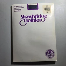 Strawbridge & Clothier Ultra Sheer Control Top Pantyhose Sandalfoot Navy Size C