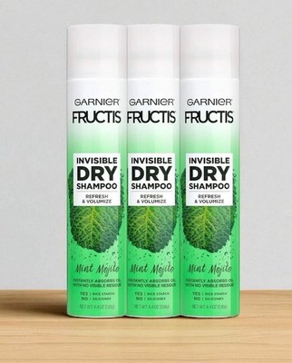 Garnier Fructis Invisible Dry Shampoo Mint Mojito 4.4oz 3 Pack Refresh Volumize