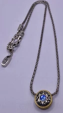 Brighton Celestial Blue Crystal Round Pendant Silver Gold Plate Necklace