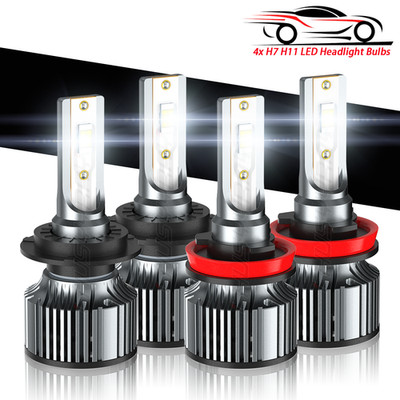 H7&H11 Front LED Headlight Combo Kit High and Low Beam Bulbs Super White Bright