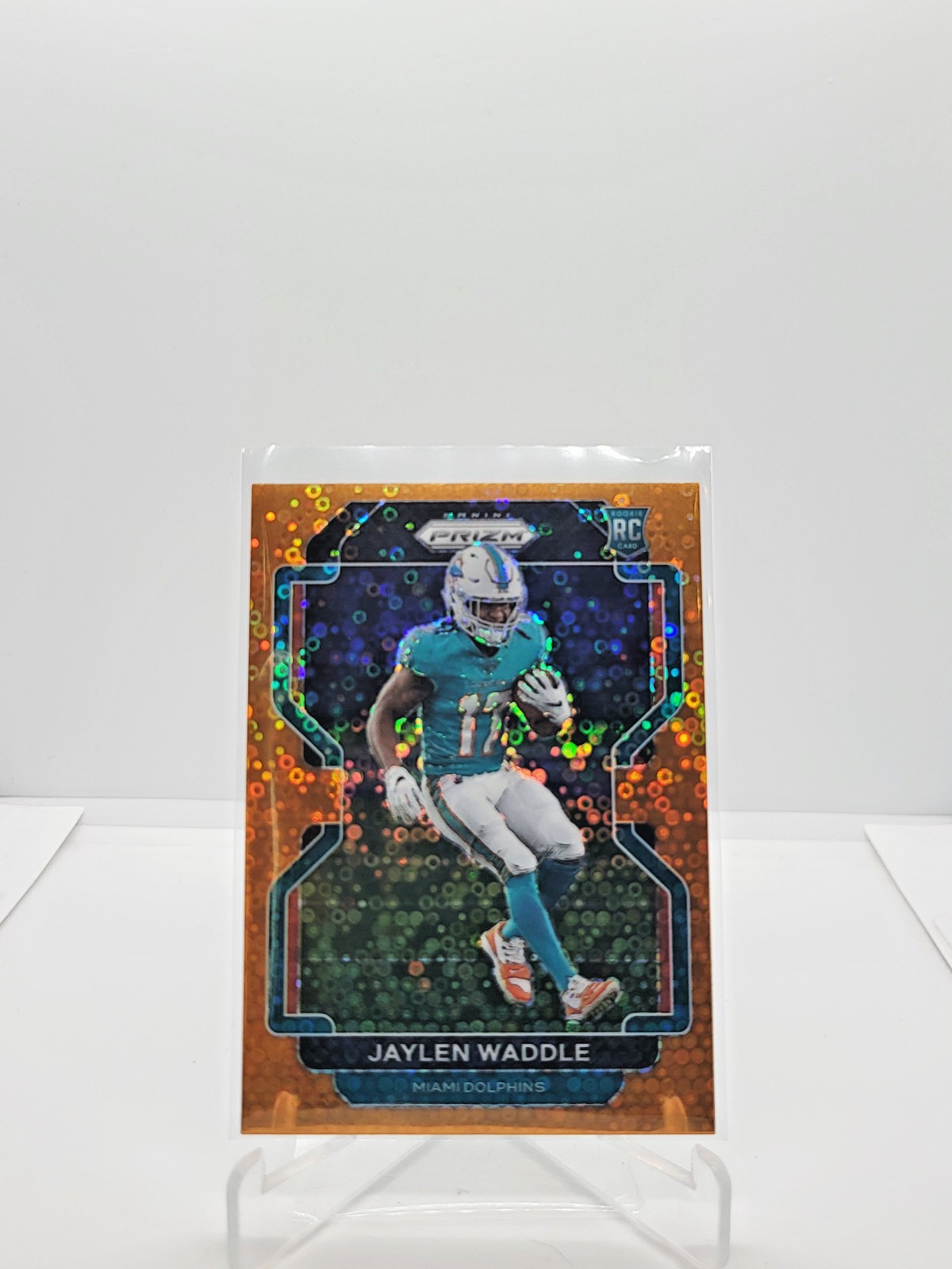 2021 Panini Prizm Orange Disco Prizm Jaylen Waddle #338 Dolphins