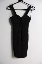 Vintage New Look y2k Textured Strappy Dress Black -Size 8 (G38)