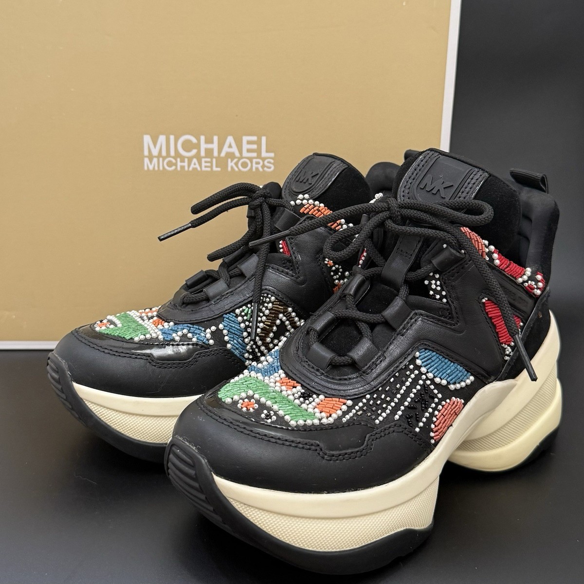 MICHAEL Michael Kors Black OLYMPIA Colorful Party Bead Trainer