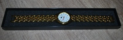SBS Armbanduhr Damen Quartz goldfarbenes Metallarmband neu ovp