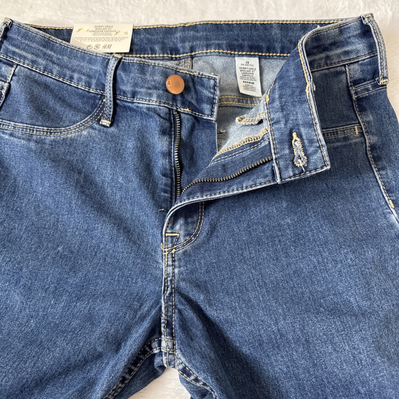 H&M Womens Jean Skinny Ankle Regular Waist Denim Medium Wash Stretch Size 28 NEW thumbnail 6