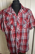 Wrangler Men's Western Plaid Button Up Pearl Snap Shirt Size 2XL SS Red Multi