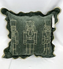 My Texas House Green Nutcraker Christmas Decorative Holiday Throw Pillow 18x18"