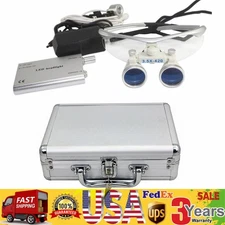 Dental Medical Surgical Binocular Loupe Magnifier Glasses + LED Head Light