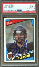 Jim Covert 1984 Topps Auto Autograph Rookie RC Chicago Bears PSA 9 Auto 10
