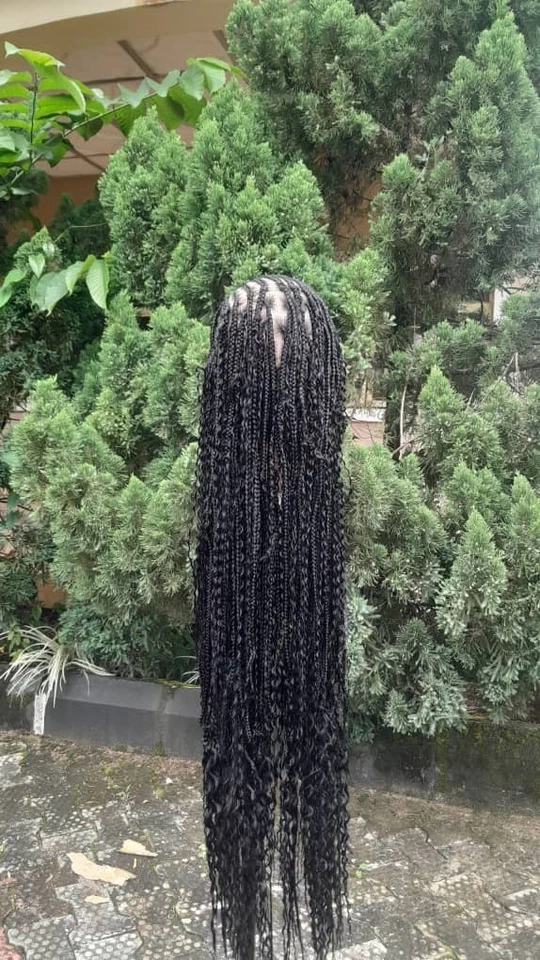 Black Cornrow Braided Wig with Full Lace Front and Baby Hair - Image 3 of 4