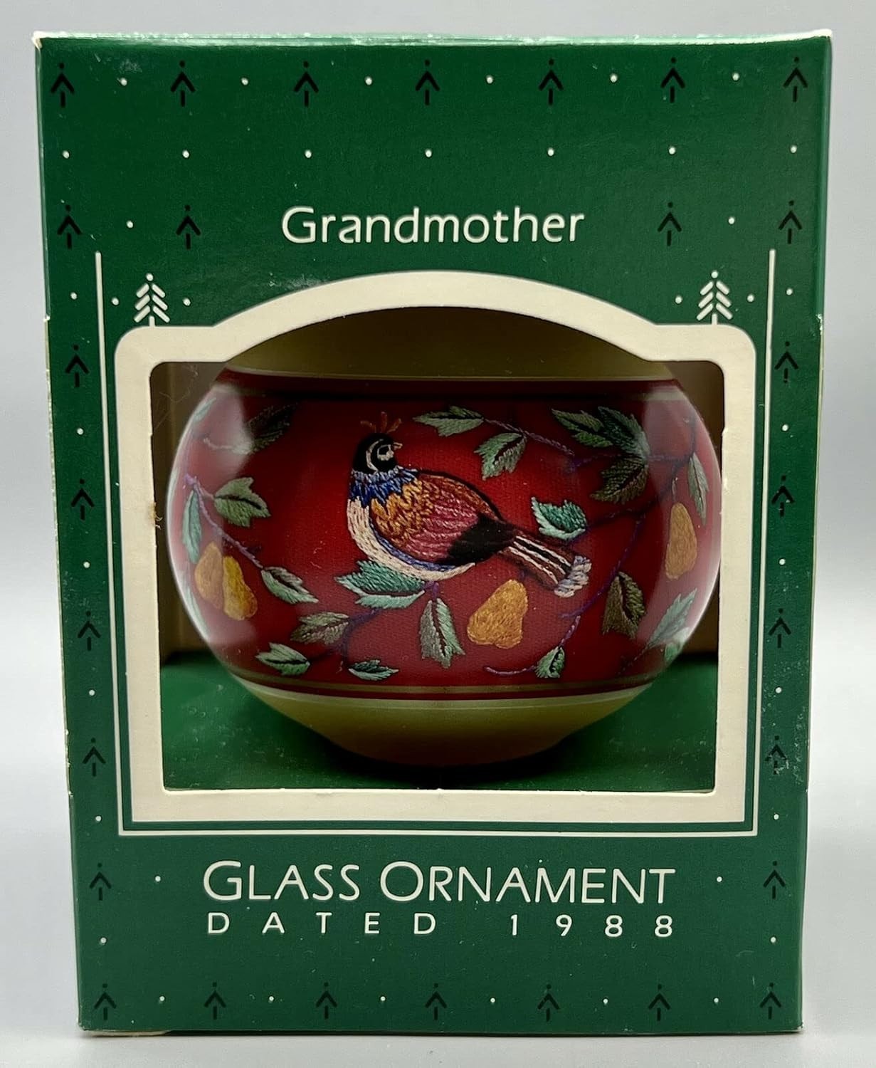 Hallmark Grandmother Keepsake Glass Ball Ornament W/Box 1988 Vintage